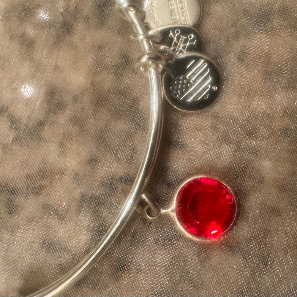 Alex and Ani Red Stone Silver tone Bracelet….like new